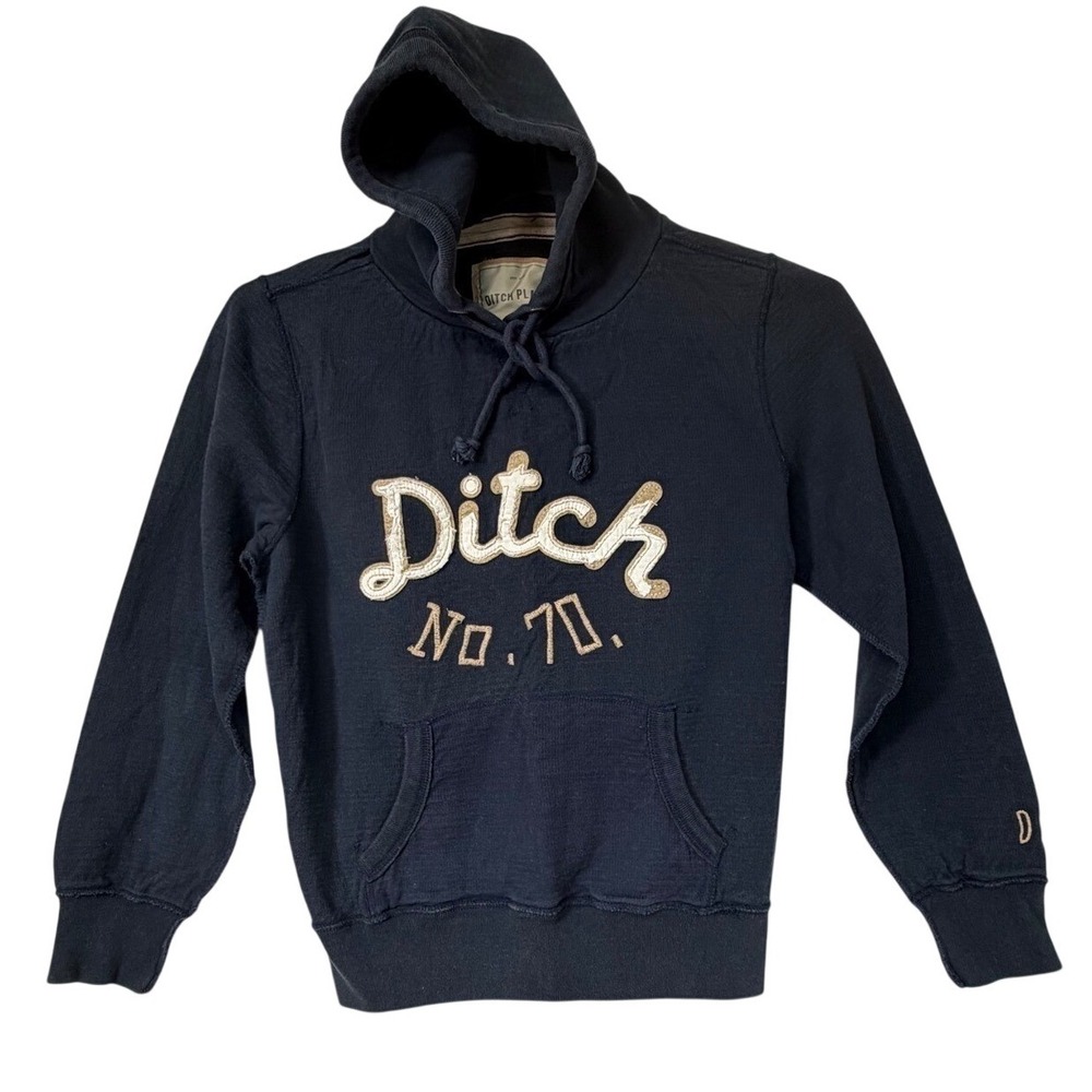 Ditch Plains‎ Hoodie Men's L Black Embroidered Logo Pullover Cotton